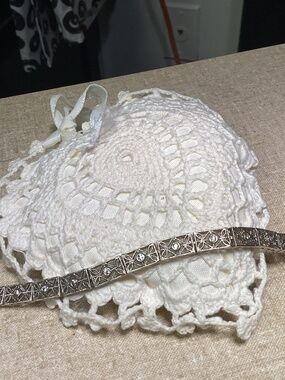 Sterling Silver  Link Bracelet, Designer Vintage Style QSECURE CLASP 925